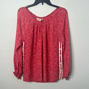 Rungolee Savannah Cherry Ditsy Floral Long Sleeve Silk Button Side Blouse